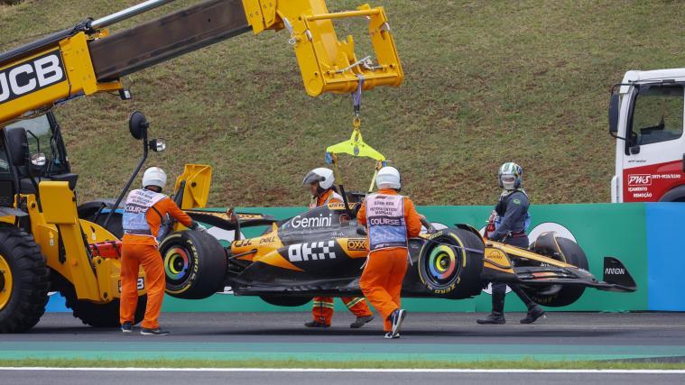 Oscar Piastri schaffte es mit seinem McLaren nicht ins Ziel. © ANSA / Sebastiao Moreira