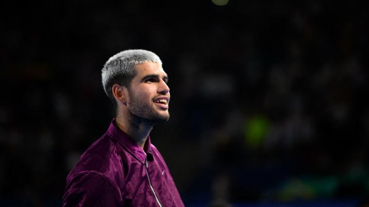 Superstar Carlos Alcaraz provided an amusing stunt. © AFP / PHILIP FONG