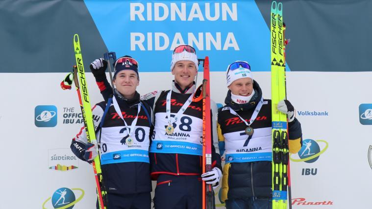 Das Podest bei den Männern: Kasper Kalkenberg, Dominik Unterweger und Henning Sjokvist (v.l.). © Sportissimus (3)