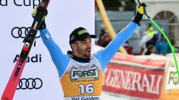 Florian Schieder was the celebrated local hero in Val Gardena. © APA/afp / STEFANO RELLANDINI