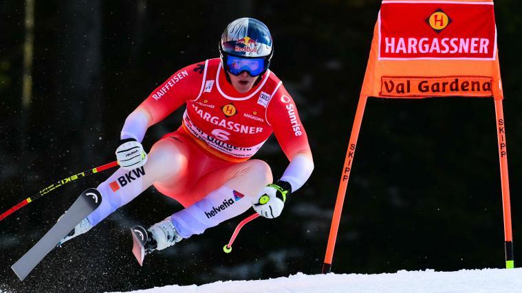 Franjo von Allmen scheut auch in Gröden kein Risiko. © APA/afp / STEFANO RELLANDINI