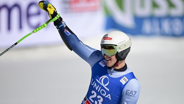 Max Perathoner holte seinen ersten Europacup-Sieg. © ANSA / CHRISTIAN BRUNA