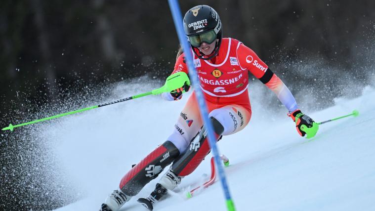 Camille Rast mène à Kranjska Gora. © APA/afp / JURE MAKOVEC