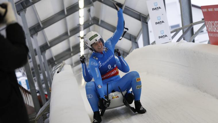 Der Jubel bei Andrea Vötter (vorne) und Marion Oberhofer war groß. © ANSA / TOMS KALNINS