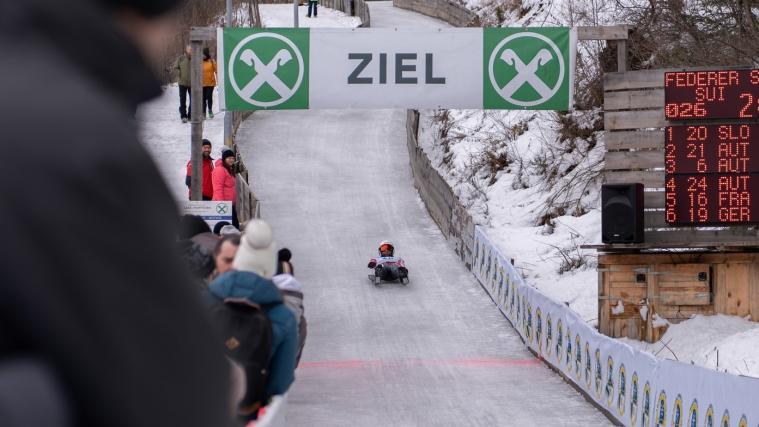 Die Zielgerade der Naturrodelbahn in Laas. © Jana Zischg