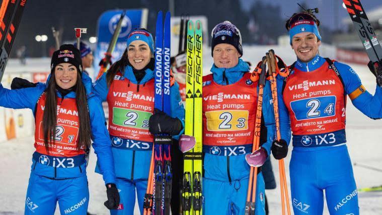 Dorothea Wierer, Lisa Vittozzi, Lukas Hofer und Tommaso Giacomel sind in Olympia-Form. © ANSA / MARTIN DIVISEK