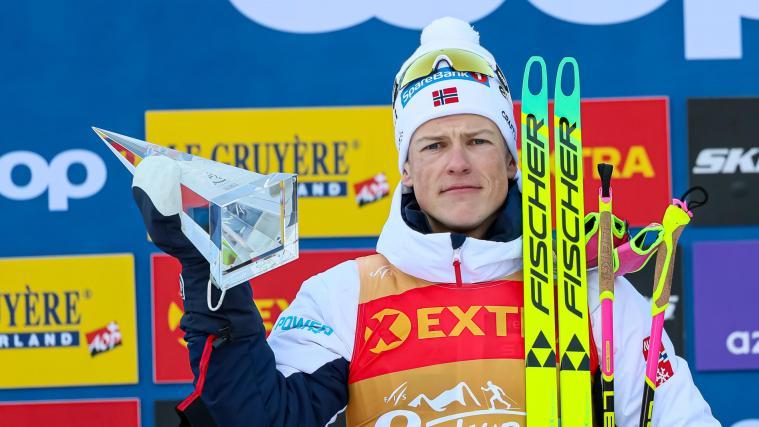 Johannes Høsflot Klæbo gewann in Goms. © ANSA / ANDREA SOLERO