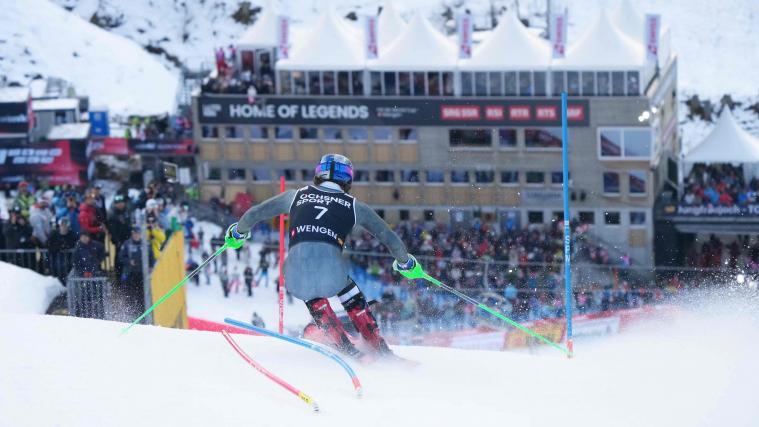 Lucas Braathen & Co. sind am Sonntag in Wengen im Slalom im Einsatz. © APA/afp / DIMITAR DILKOFF