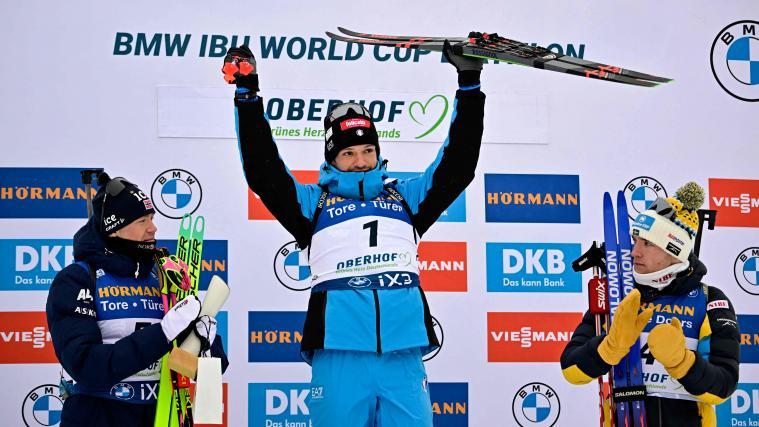 Tommaso Giacomel won the pursuit race in Oberhof. © APA/afp / TOBIAS SCHWARZ