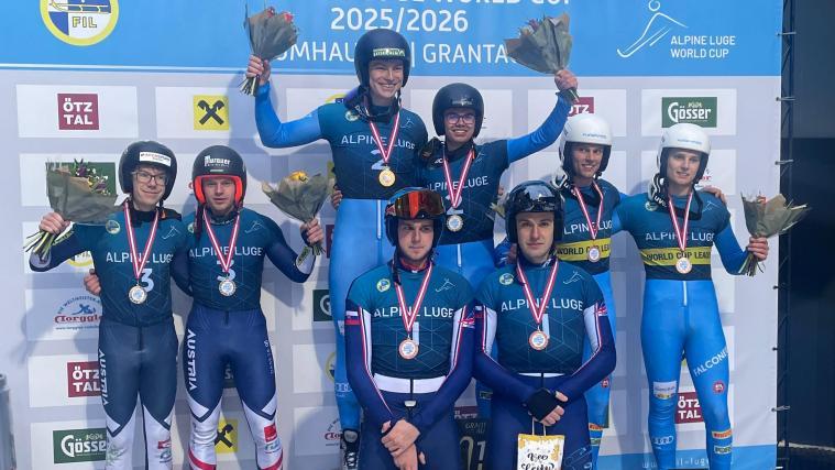 Das Podest am Samstag bei den Doppelsitzern.