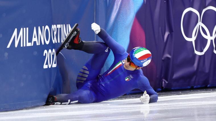 Der Moment, als Pietro Sighel seine Medaillenträume begraben musste. © ANSA / TERESA SUAREZ