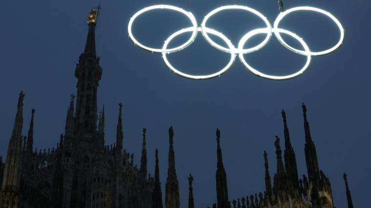 Die Olympischen Ringe in Mailand. © ANSA / YONHAP