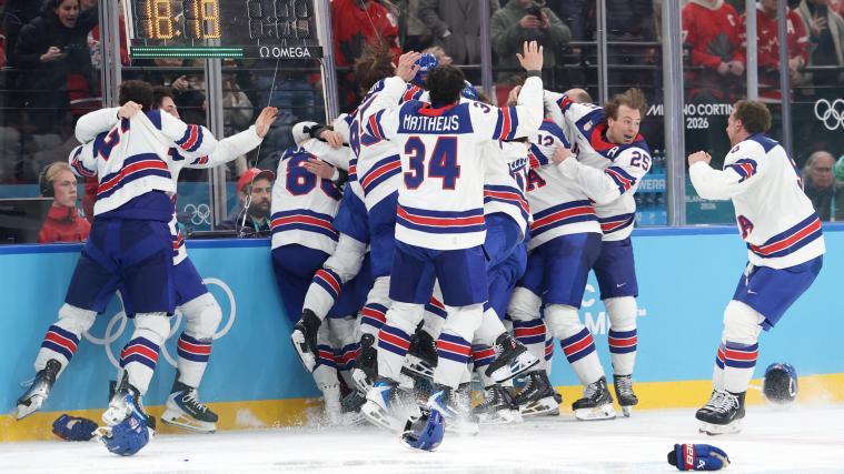 So feierte die USA den Siegtreffer von Jack Hughes. © ANSA / FAZRY ISMAIL