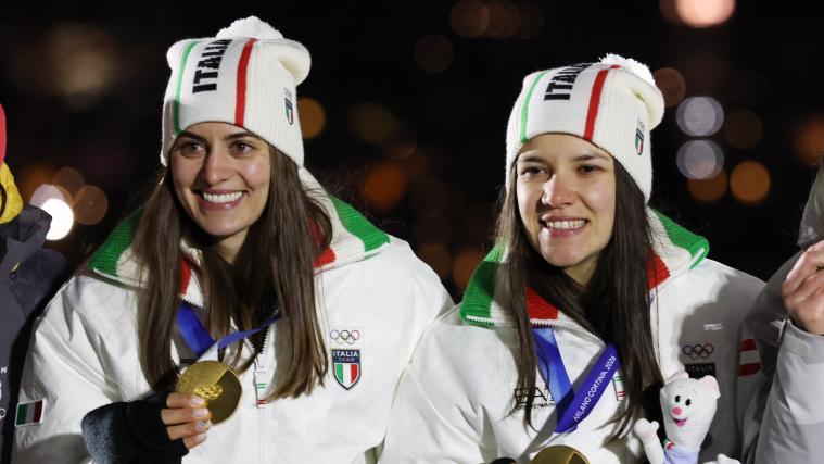 So strahlen Olympiasiegerinnen. Andrea Vötter (links) und Marion Oberhofer. © FELICE CALABRO' / Felice Calabro'