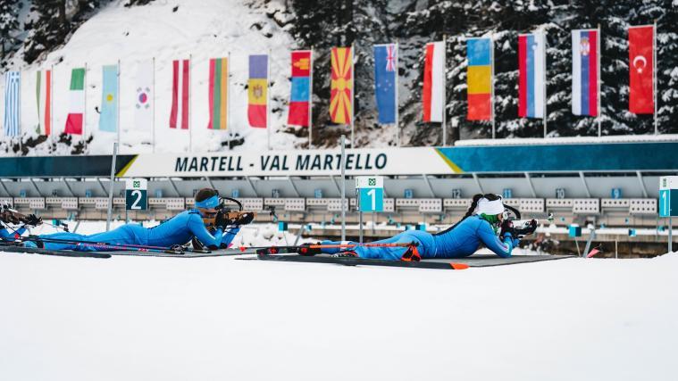 Tommaso Giacomel (links) und Dorothea Wierer am Marteller Schießstand. © Alle Fotos: Josef Plaickner