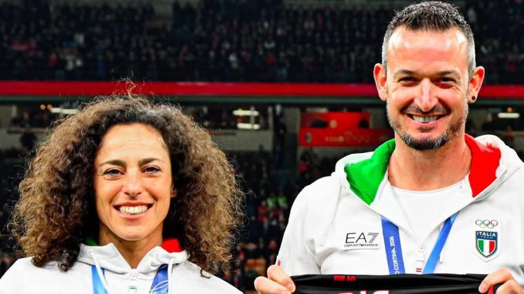 Federica Brignone und Dominik Paris waren im San Siro zu Gast. © Social Media / ACM