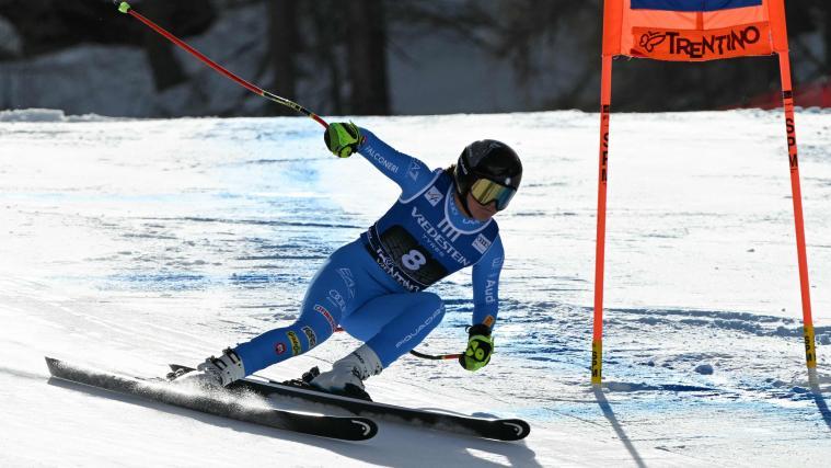 Nach ihren Siegen in der Abfahrt sind die Augen natürlich auch auf Laura Pirovano gerichtet. © APA/afp / ANDREAS SOLARO