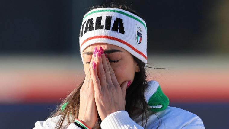 Lisa Vittozzi nach ihrem Triumph in der Verfolgung bei den Olympischen Spielen. © ANSA / PIERRE TEYSSOT