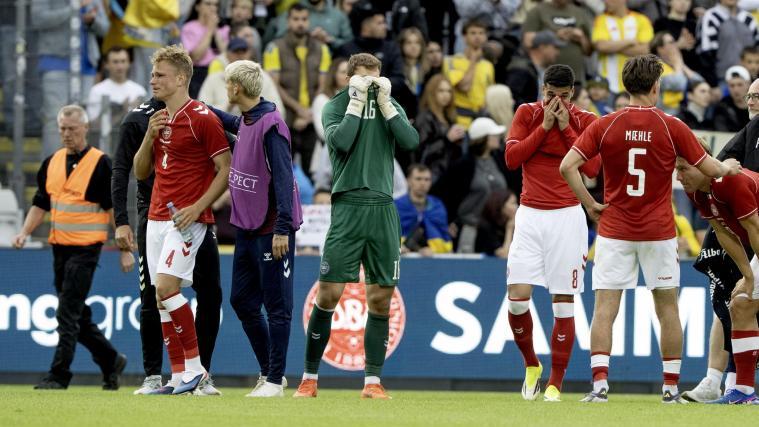 Den dänischen Spielern stand der Schrecken ins Gesicht geschrieben. © ANSA / Bo Amstrup