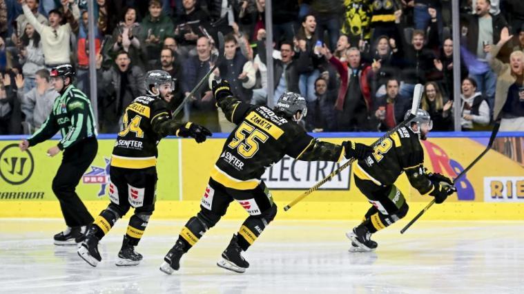 Rok Ticar (ganz rechts) verlässt den HCP. © Iwan Foppa