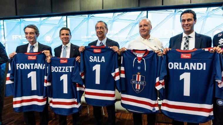 Der Präsident der Lombardei Attilio Fontana, der Präsident der Fondazione Fiera Milano Giovanni Bozzetti, Mailands Bürgermeister  Giuseppe Sala, FISG-Präsident Andrea Gios und Rhos Bürgermeister  Andrea Orlandi. © Fondazione Fiera Milano