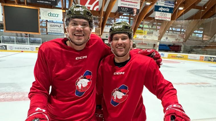 Alex Vinatzer und Hannes Kasslatter hatten sichtlich Spaß. © HC Gröden