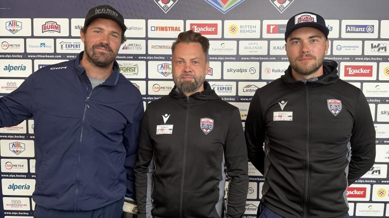 Assistenztrainer Mike Halmo, Chefcoach Teemu Virtala und Athletiktrainer Erno Räisänen beim Trainingsauftakt am Montag.