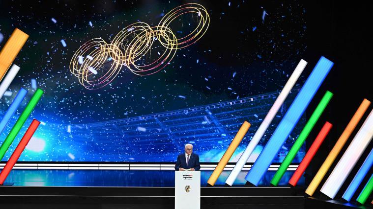 Deutschlands Bundespräsident Frank-Walter Steinmeier verkündete, dass München Olympiakandidat ist. © APA/afp / UWE ANSPACH