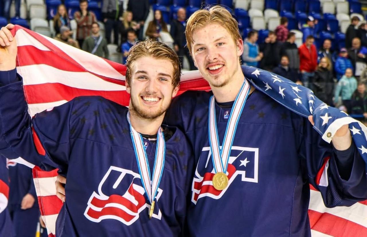 Max Gildon (rechts) gewann mit den USA die U18-WM. © Social Media