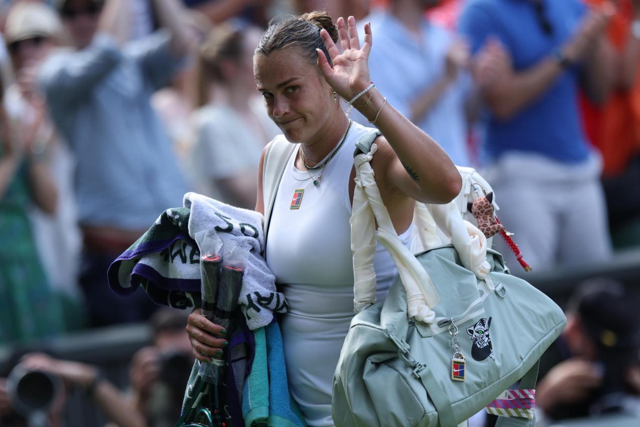 Aryna Sabalenka verabschiedete sich aus Wimbledon. © ANSA / NEIL HALL