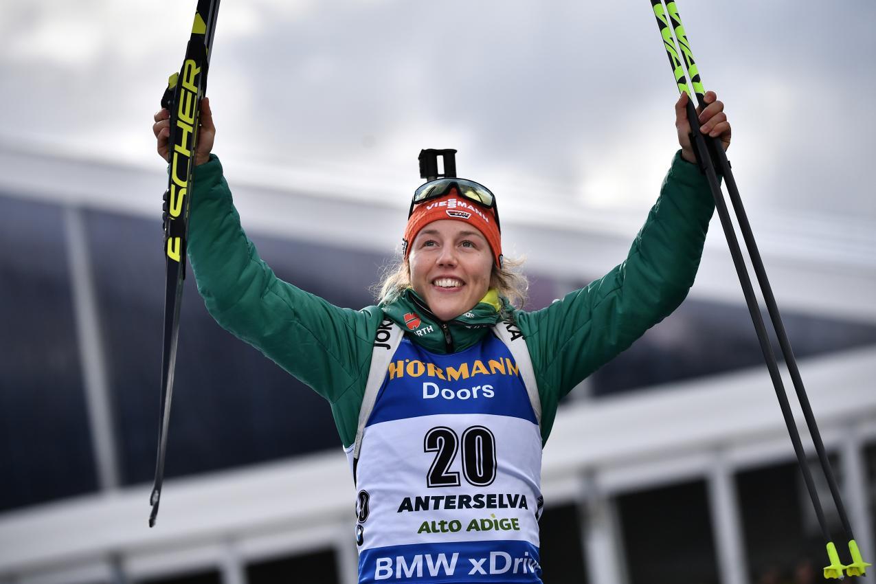 Dahlmeier gilt als eine der besten Biathletinnen in der deutschen Sportgeschichte. © AFP / MARCO BERTORELLO