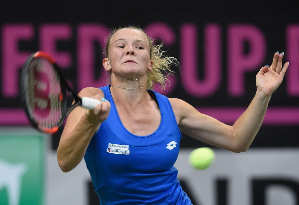 Katerina Siniakova spielt in New York mit Jannik Sinner. © APA/afp / MICHAL CIZEK