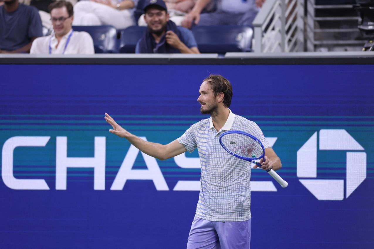 Medvedev heizte auch das Publikum in New York ordentlich an. © APA / ELSA