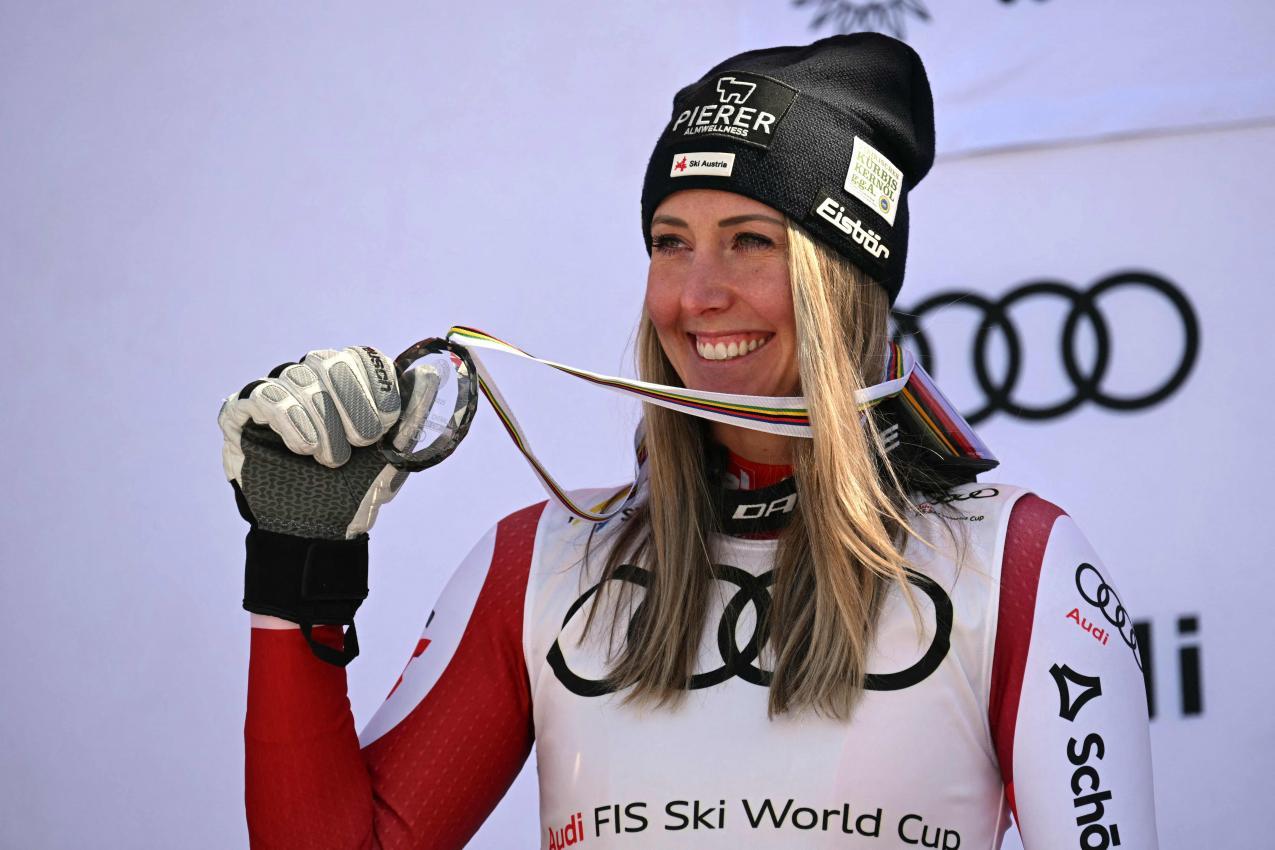 Downhill star Cornelia Hütter. © APA/afp / PATRICK T. FALLON