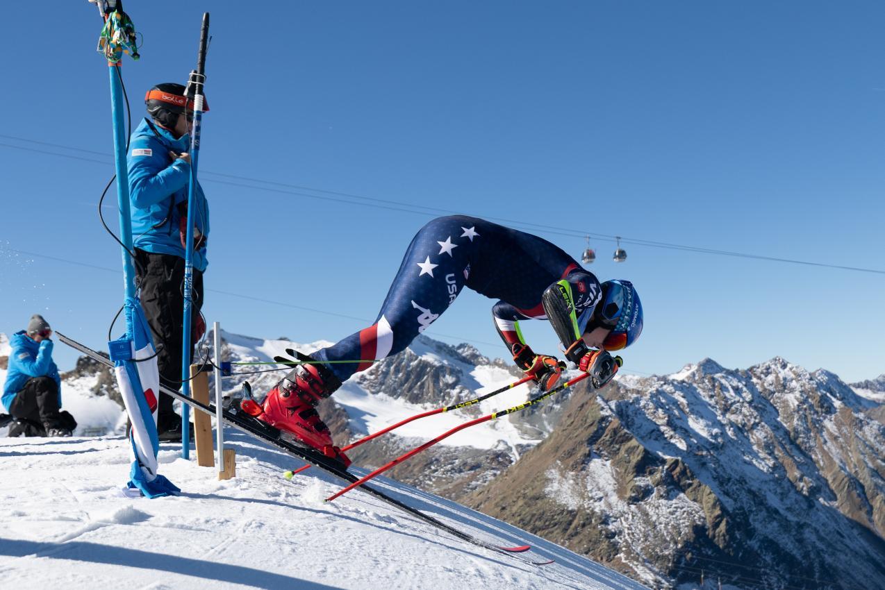 Mikaela Shiffrin beim Riesentorlauf-Training in Sölden. © APA / EXPA/JOHANN GRODER