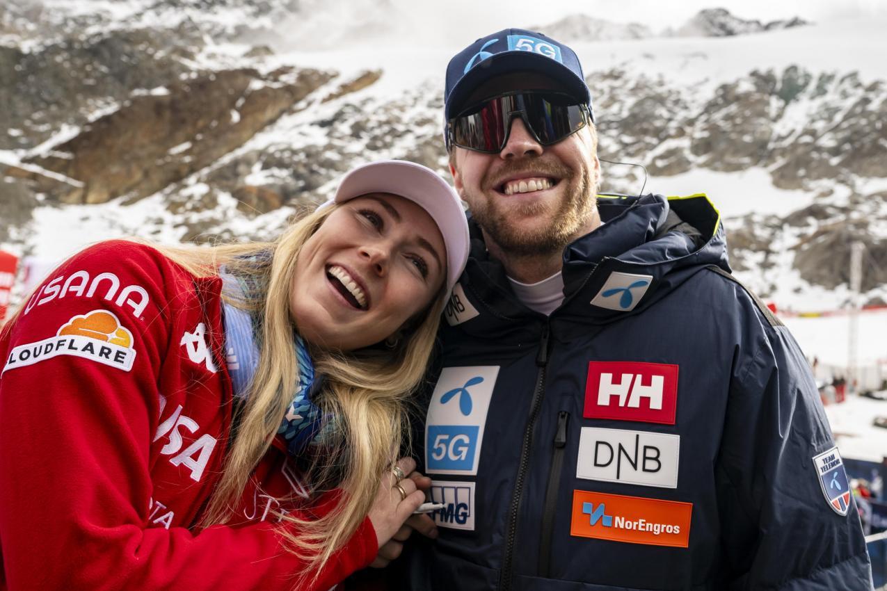 Mikaela Shiffrin and Aleksander Aamodt Kilde. © ANSA / JEAN-CHRISTOPHE BOTT