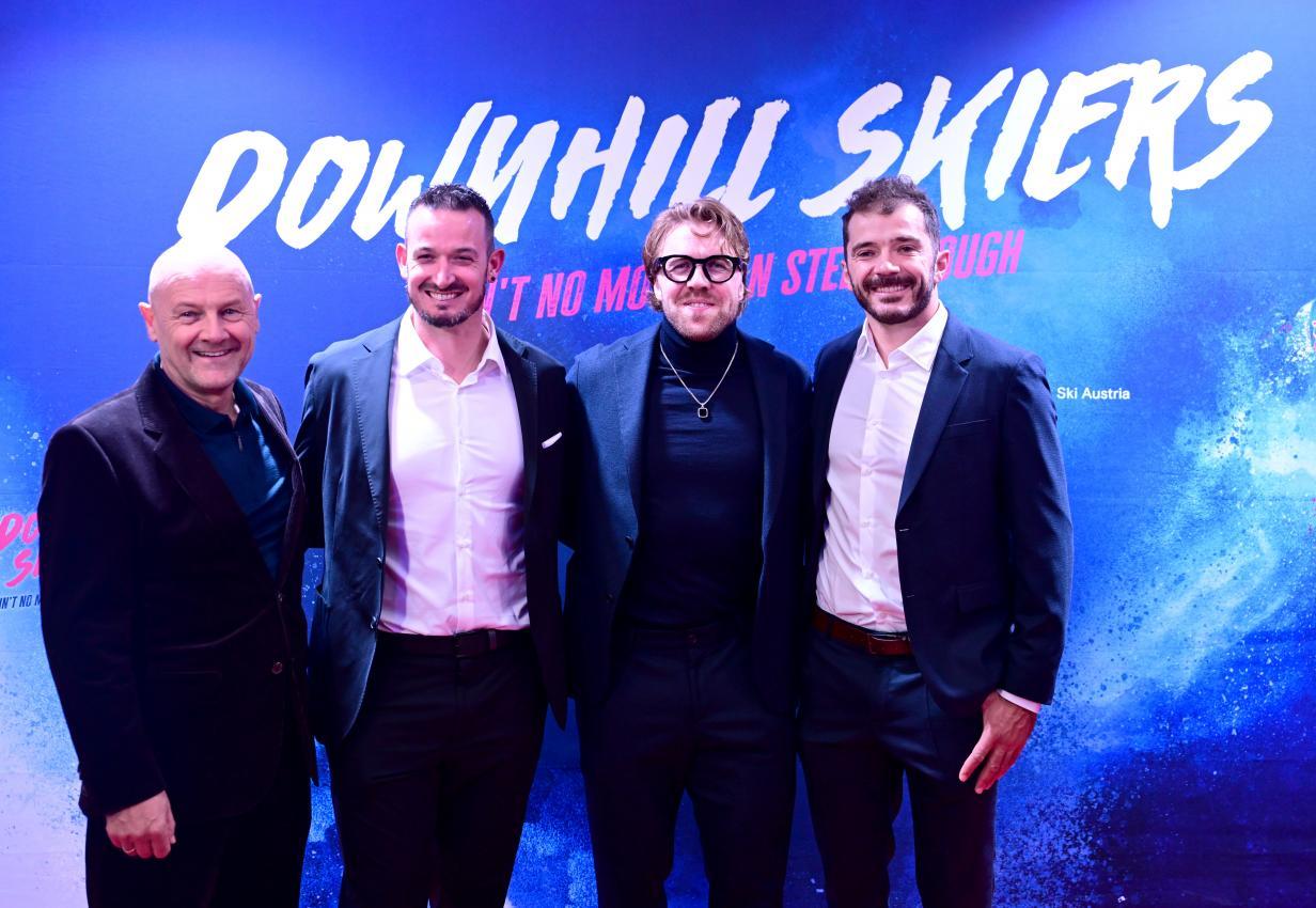 Director Gerald Salmina with Paris, Kilde, and Sarrazin (from left). © APA / ROLAND SCHLAGER