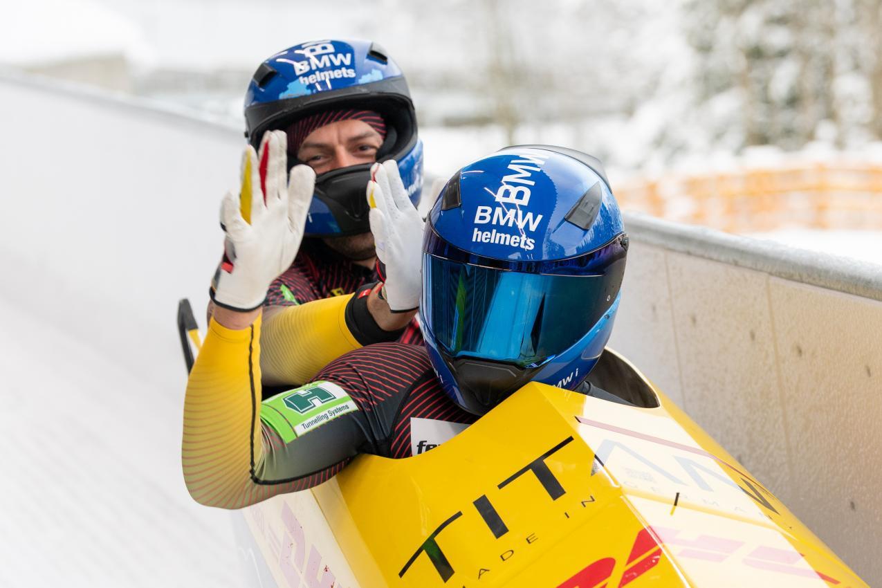 Johannes Lochner (vorne) und sein Bremser Georg Fleischhauer waren nicht zu schlagen. © APA / EXPA/ JOHANN GRODER