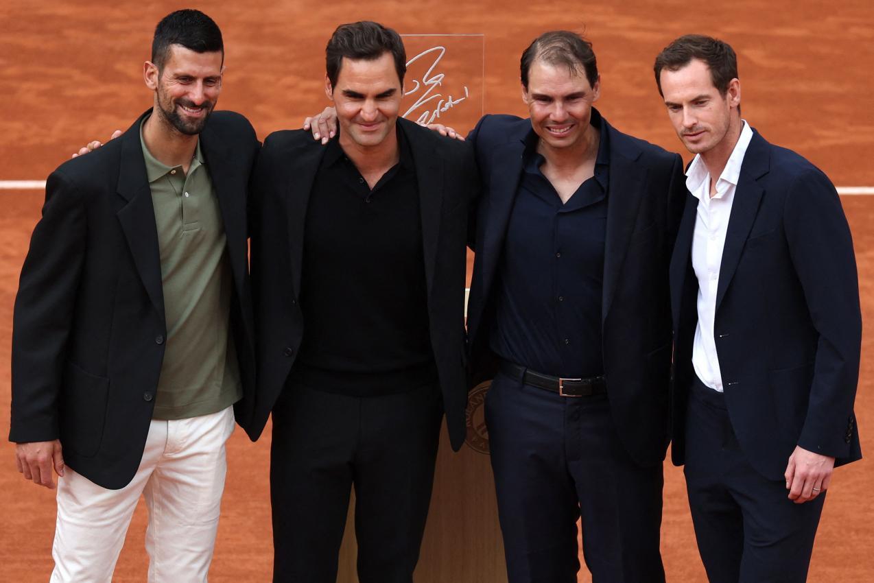 Novak Djokovic, Roger Federer, Rafael Nadal und Andy Murray. © APA/afp / FRANCK FIFE