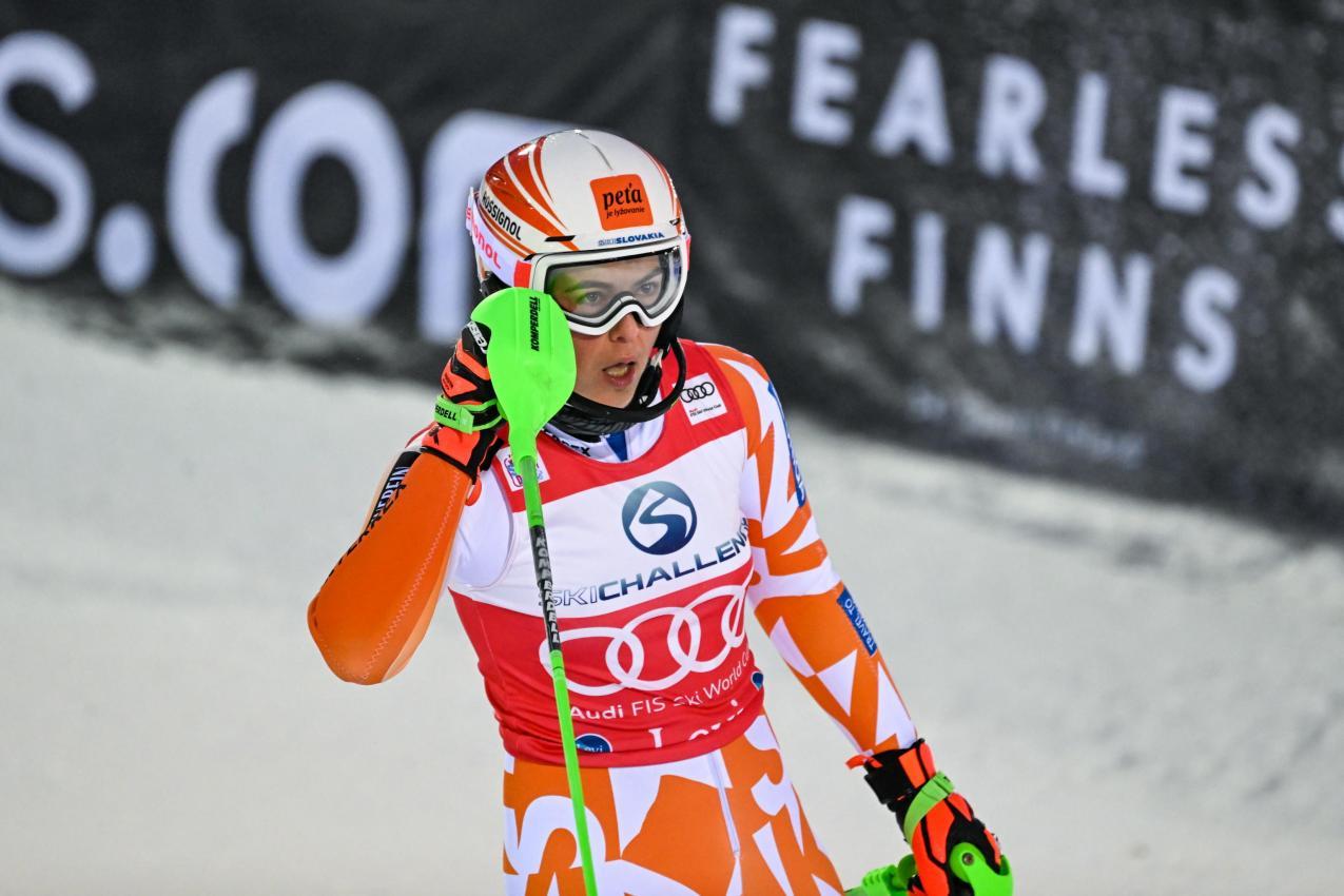 Petra Vlhova takes one step at a time. © ANSA / KIMMO BRANDT