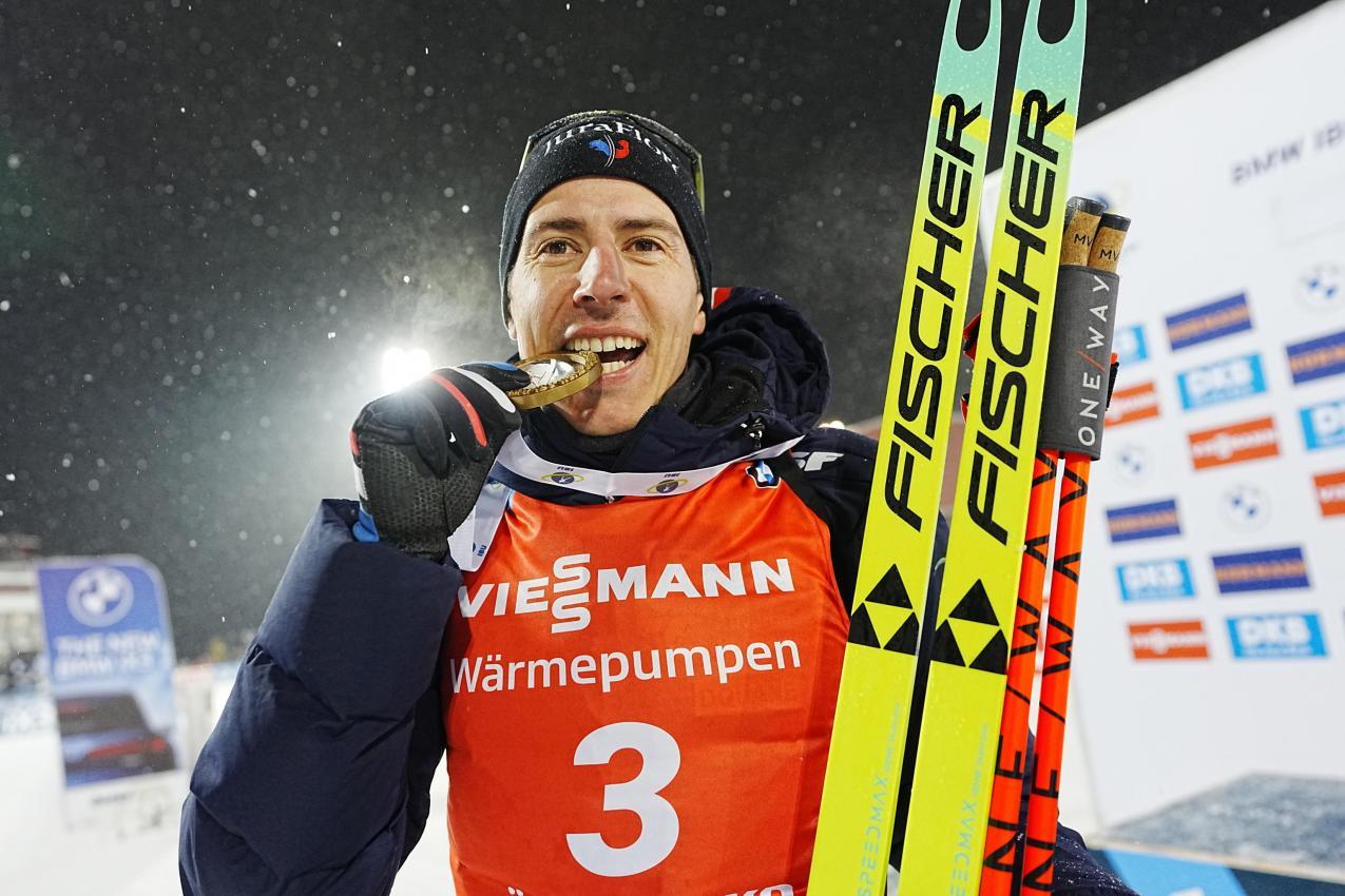 Quentin Fillon-Maillet lief zum Sieg. © ANSA / Björn Larsson Rosvall