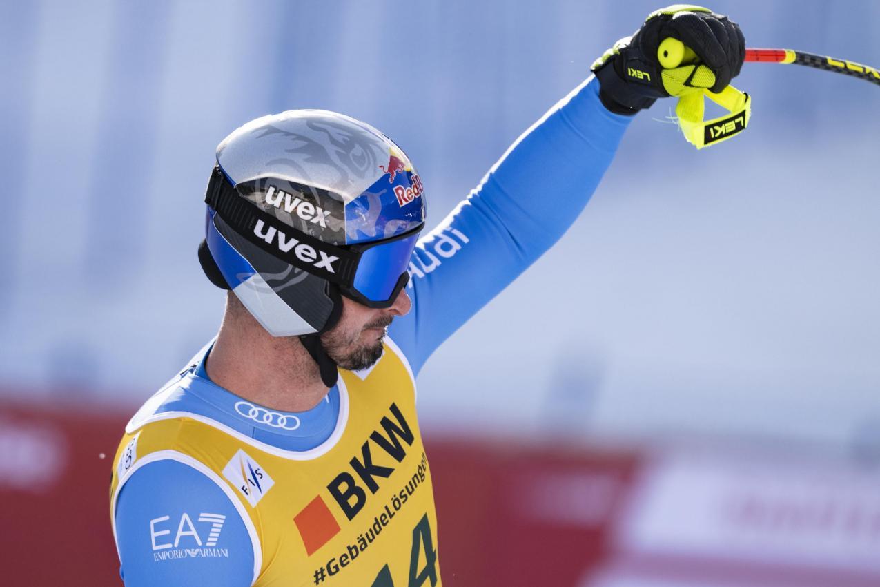 Dominik Paris gab im Ziel Entwarnung. © ANSA / PETER SCHNEIDER