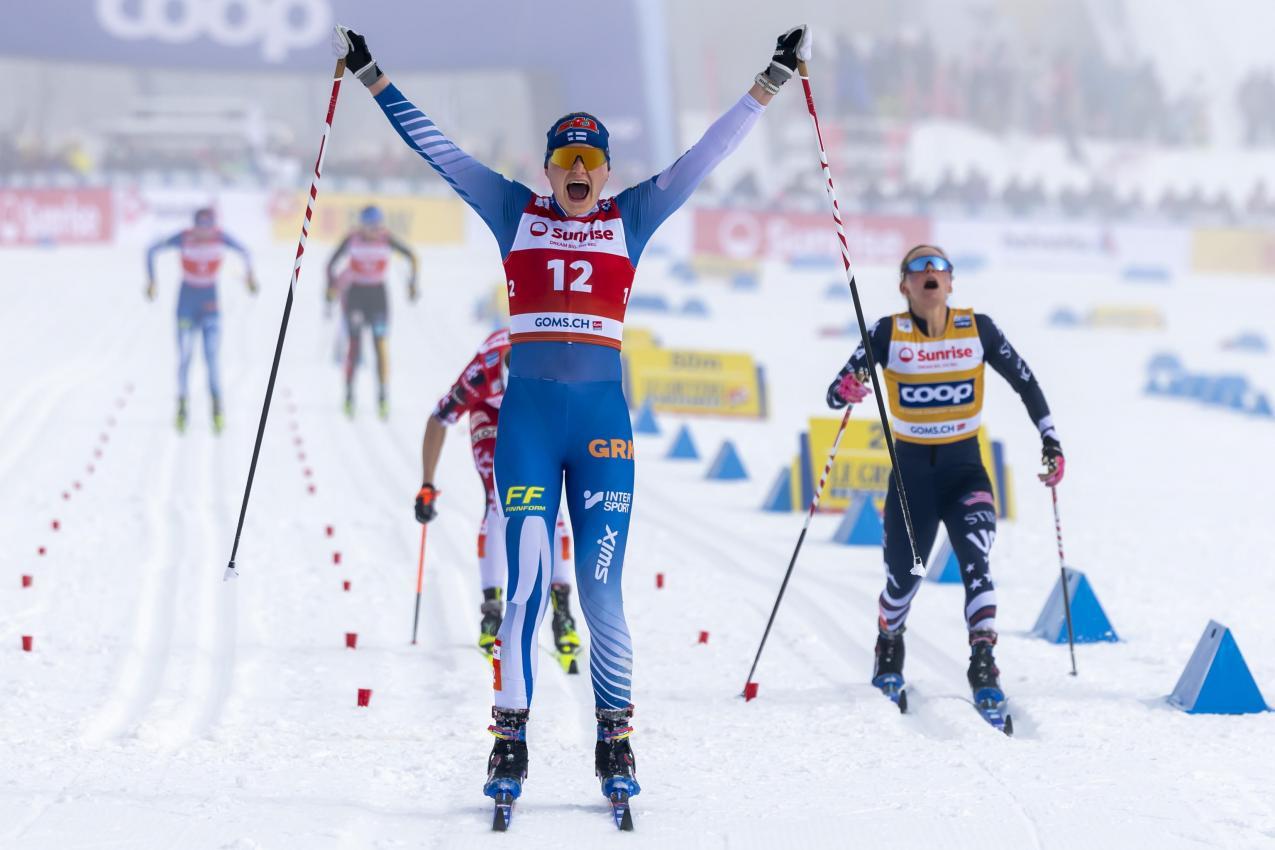 Johanna Matintalo jubelt über ihren Erfolg. © ANSA / SALVATORE DI NOLFI