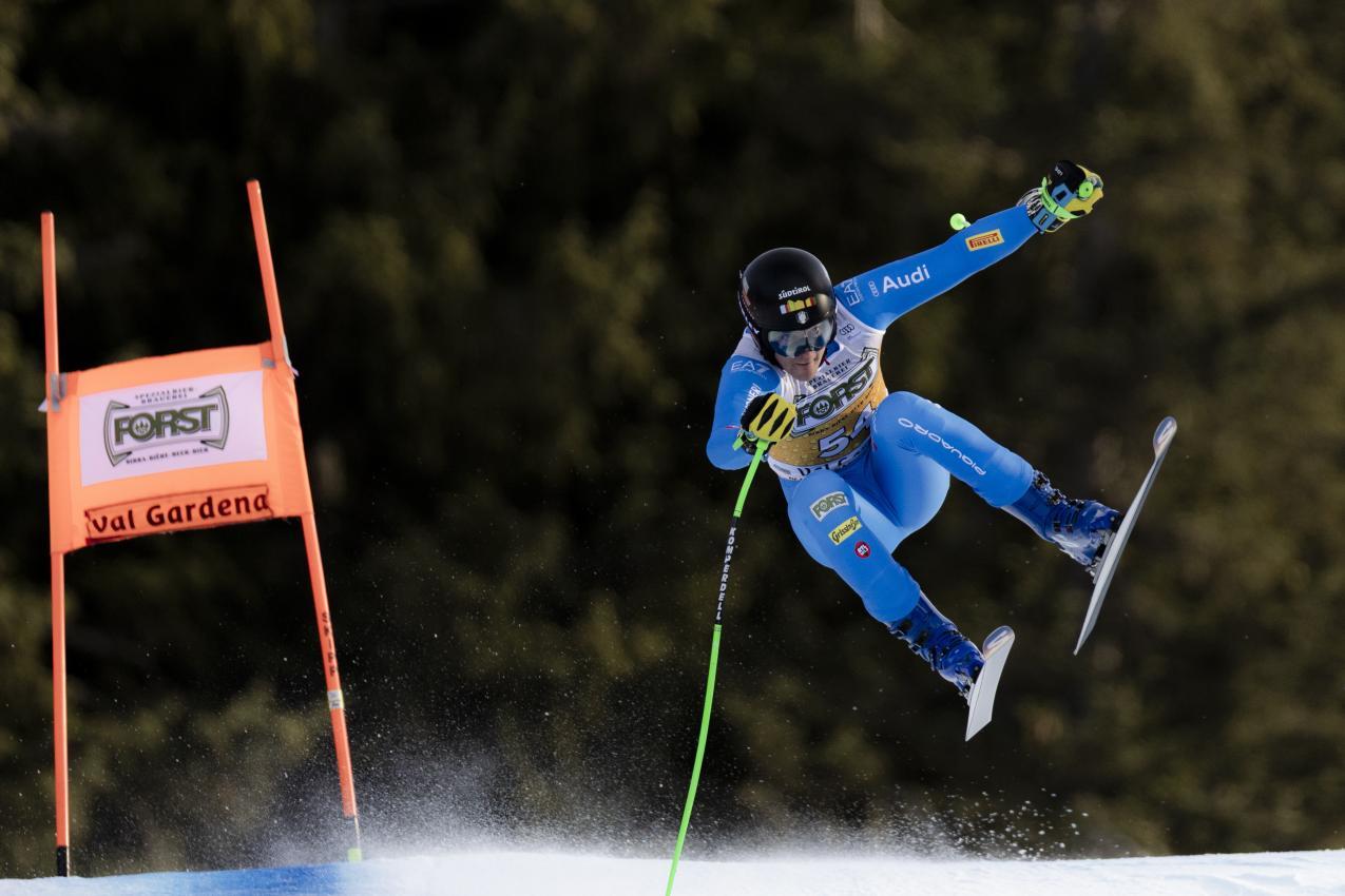 Max Perathoner beim Weltcup in Gröden. © Gabriele Facciotti/Pentaphoto