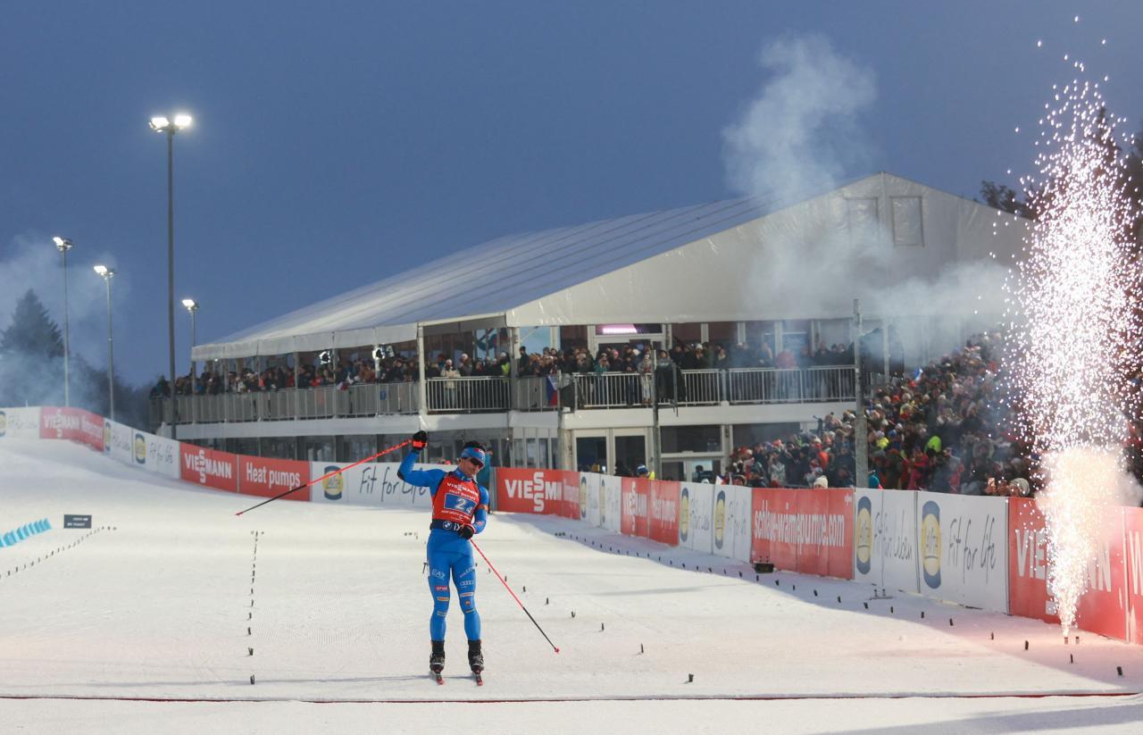 Tommaso Giacomel fuhr als Erster über die Ziellinie. © APA/afp / RADEK MICA