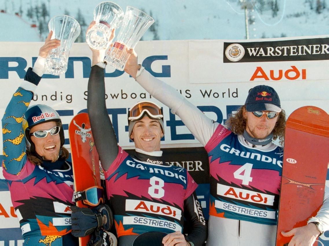 Ueli Kestenholz (links) fuhr sowohl im Alpin-Snowboard als auch im Snowboardcross aufs Weltcup-Podest. © APA