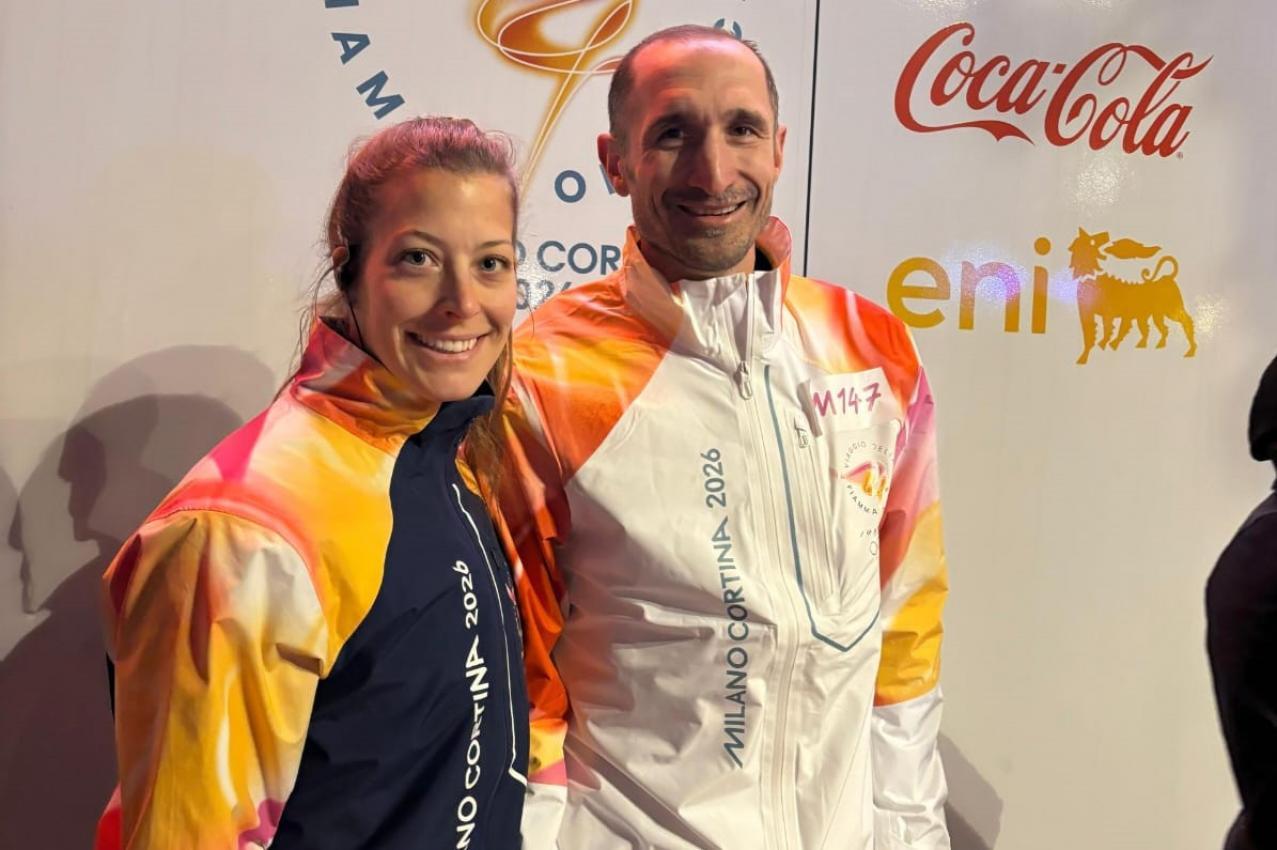 Vivien Insam mit Giorgio Chiellini.