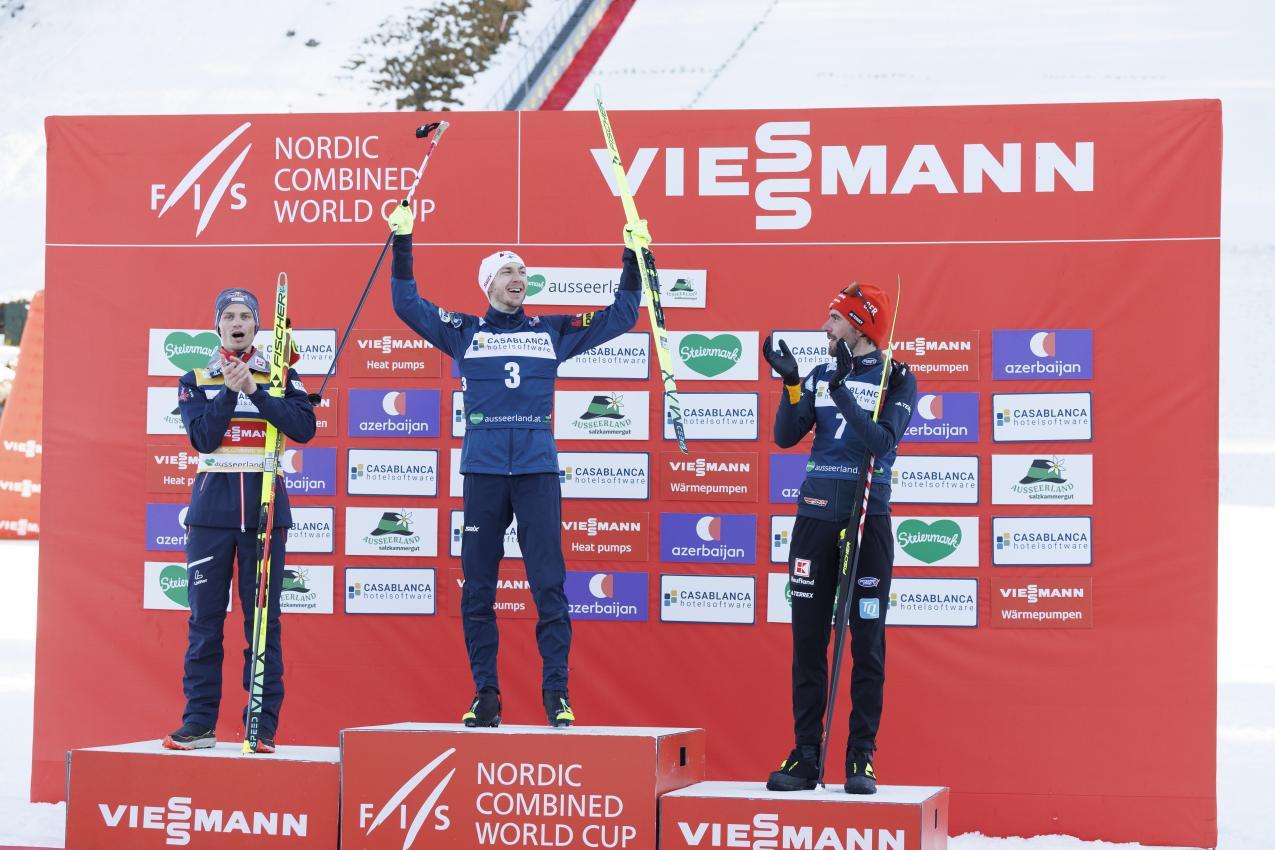 Das Podest mit Johannes Lamparter, Ilka Herola und Johannes Rydzek. © APA / ERWIN SCHERIAU