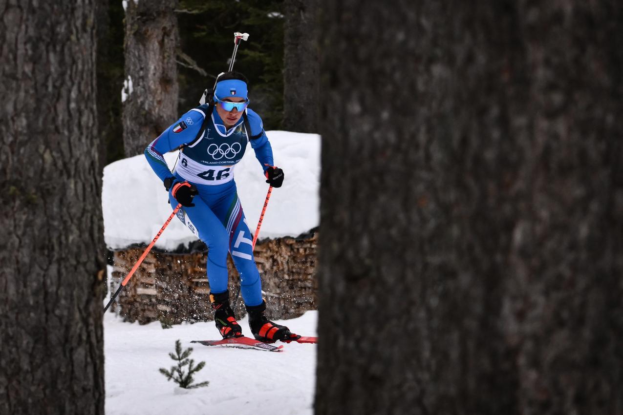 Dorothea Wierer kam nicht auf Touren. © APA/afp / MARCO BERTORELLO