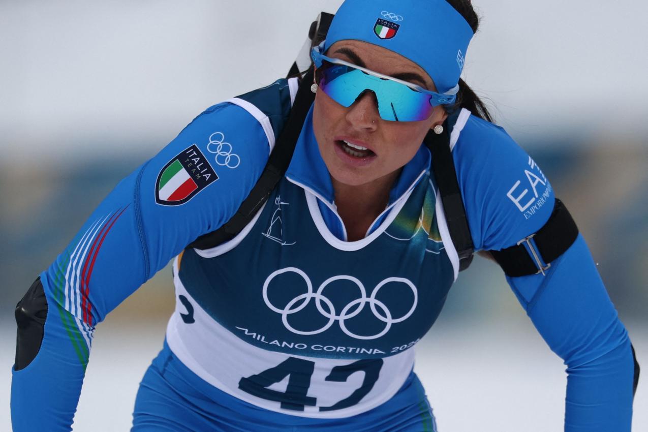 Dorothea Wierer war gegen Ende hin mit ihren Kräften am absoluten Limit. © APA/afp / FRANCK FIFE